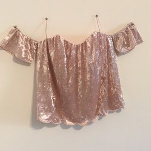 Strapless shimmer pink shirt